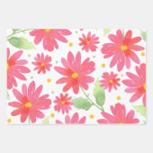 Feuille De Papier Cadeau Aquarelle rose corail Motif marguerite 2 (Devant)