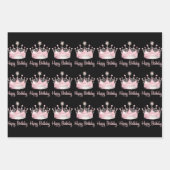 Feuille De Papier Cadeau Aquarelle rose Couronne Joyeux anniversaire (Devant 3)