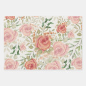 Feuille De Papier Cadeau Aquarelle Rose Douce Et Orange Clair (Devant)