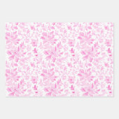Feuille De Papier Cadeau Aquarelle rose et blanc Floral (Devant 2)