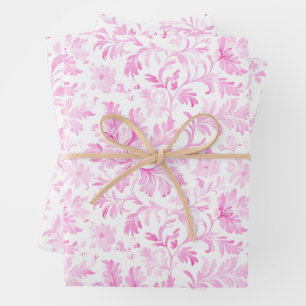 Feuille De Papier Cadeau Aquarelle rose et blanc Floral