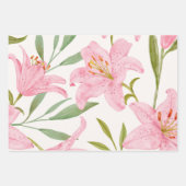 Feuille De Papier Cadeau Aquarelle rose Fleurs Lys Botanique (Devant 2)