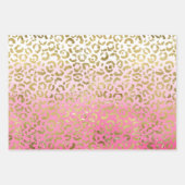 Feuille De Papier Cadeau Aquarelle rose léopard d'or (Devant)