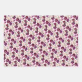 Feuille De Papier Cadeau Aquarelle rose Magenta Floral (Devant)