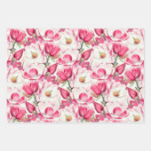 Feuille De Papier Cadeau Aquarelle rose Magnolia Motif (Devant)