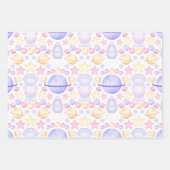 Feuille De Papier Cadeau Aquarelle rose mignonne Astronautes de l'espace An (Devant 2)