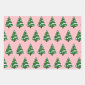 Feuille De Papier Cadeau Aquarelle rose moderne Noël Pin vert (Devant 2)