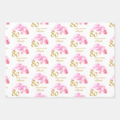 Feuille De Papier Cadeau Aquarelle rose orchidée Parties scintillant or 80e (Devant)
