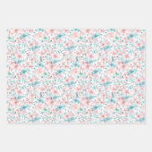 Feuille De Papier Cadeau Aquarelle rose pâle et Turquoise (Devant 3)