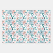 Feuille De Papier Cadeau Aquarelle rose pâle et Turquoise (Devant 2)