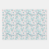 Feuille De Papier Cadeau Aquarelle rose pâle et Turquoise (Devant)