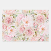 Feuille De Papier Cadeau Aquarelle rose pâle Rose Floral (Devant)