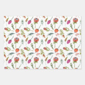 Feuille De Papier Cadeau Aquarelle rose rouge violet (Devant)