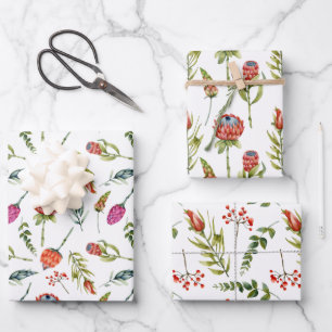 Feuille De Papier Cadeau Aquarelle rose rouge violet