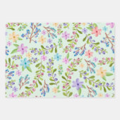 Feuille De Papier Cadeau Aquarelle rose, violet, Bleu Petites Fleurs (Devant 3)