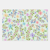 Feuille De Papier Cadeau Aquarelle rose, violet, Bleu Petites Fleurs (Devant 2)