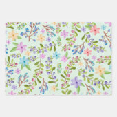 Feuille De Papier Cadeau Aquarelle rose, violet, Bleu Petites Fleurs (Devant)