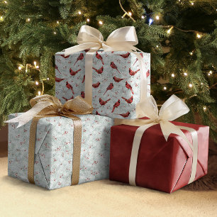 Feuille De Papier Cadeau Aquarelle Rouge Cardinal Noël hiver