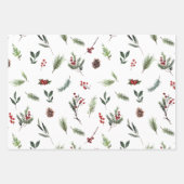 Feuille De Papier Cadeau Aquarelle rouge d'hiver moderne (Devant)