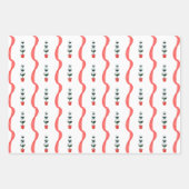 Feuille De Papier Cadeau Aquarelle Rouge et vert Topiaire de Noël (Devant 2)