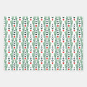 Feuille De Papier Cadeau Aquarelle Rouge et vert Topiaire de Noël (Devant)