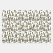 Feuille De Papier Cadeau Aquarelle rustique À feuillage persistant Pine Tre (Devant 2)