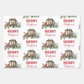 Feuille De Papier Cadeau Aquarelle rustique Berries à pin de Noël (Devant 3)