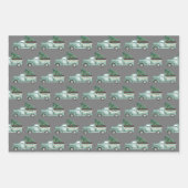 Feuille De Papier Cadeau Aquarelle rustique Camion de Noël Turquoise (Devant 3)