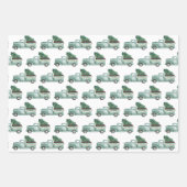 Feuille De Papier Cadeau Aquarelle rustique Camion de Noël Turquoise (Devant 2)