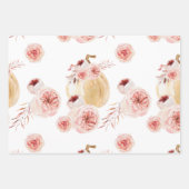 Feuille De Papier Cadeau Aquarelle tendance Citrouille et fleurs | Automne (Devant 2)