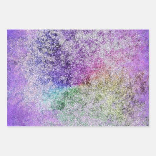 Feuille De Papier Cadeau Aquarelle texturée violet violet arc-en-ciel (Devant 2)