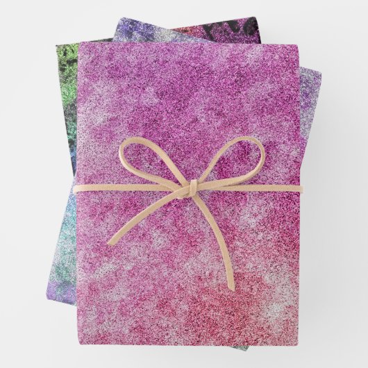 Feuille De Papier Cadeau Aquarelle texturée violet violet arc-en-ciel (En situation)