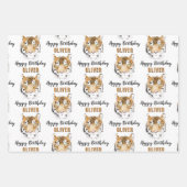 Feuille De Papier Cadeau Aquarelle Tiger Head Animal Joyeux Anniversaire (Devant)