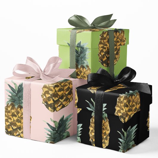 Feuille De Papier Cadeau Aquarelle tropicale ananas Motif sans couture