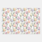 Feuille De Papier Cadeau Aquarelle Tulipes lapins de Pâques (Devant 3)