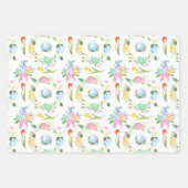 Feuille De Papier Cadeau Aquarelle Tulipes lapins de Pâques (Devant 2)