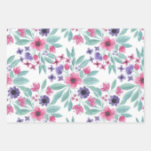 Feuille De Papier Cadeau Aquarelle Turquoise rose Fille (Devant)