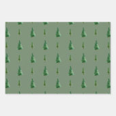 Feuille De Papier Cadeau Aquarelle verte moderne sapin de Noël (Devant 2)