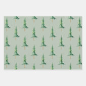 Feuille De Papier Cadeau Aquarelle verte moderne sapin de Noël (Devant)