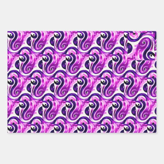 Feuille De Papier Cadeau Aquarelle violette (Devant 3)