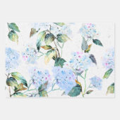 Feuille De Papier Cadeau Aquarelle violette et bleue Fleurs d'hydrangée (Devant 3)