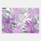 Feuille De Papier Cadeau Aquarelle violette Lavander Élégante Florale (Devant 3)