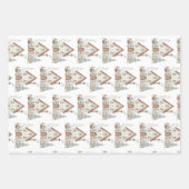 Feuille De Papier Cadeau Aquarelle Whimsical Winter House (Devant)