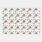 Feuille De Papier Cadeau Aquarelles de Noël de Poinsettia (Devant 3)