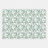 Feuille De Papier Cadeau Aquarelles de Noël de Poinsettia (Devant 2)