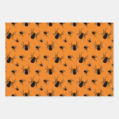 Feuille De Papier Cadeau Araignées Halloween motif noir et orange (Devant 2)