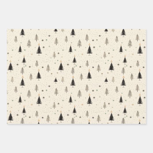 Feuille De Papier Cadeau Arbre à pin à crème simple à main (Devant 2)