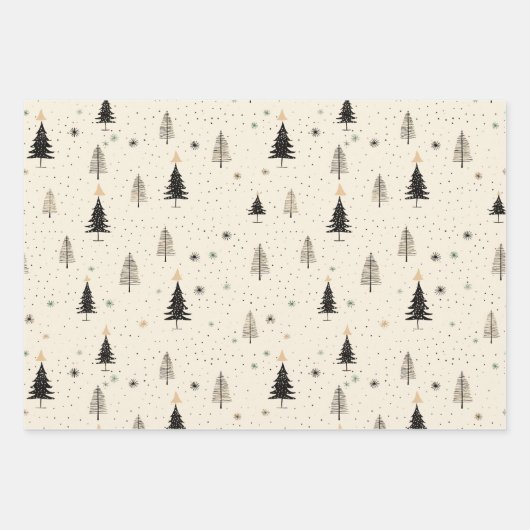 Feuille De Papier Cadeau Arbre à pin à crème simple à main (Devant)