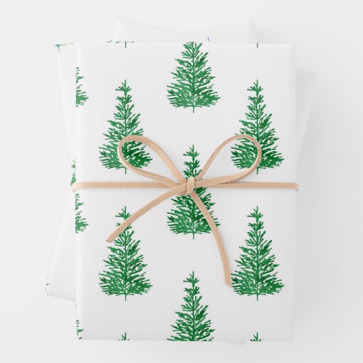 Feuille De Papier Cadeau Arbre à pin aquarelle Motifs (En situation)