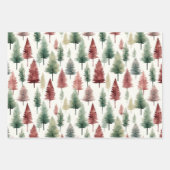 Feuille De Papier Cadeau Arbre à pin marron et vert foncé (Devant)